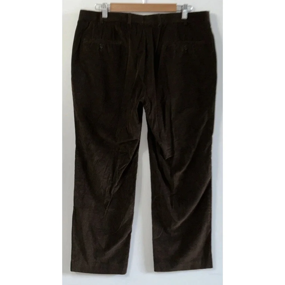 Mens Lauren Ralph Lauren Corduroy Pants Brown Flat Front Straight Leg 36